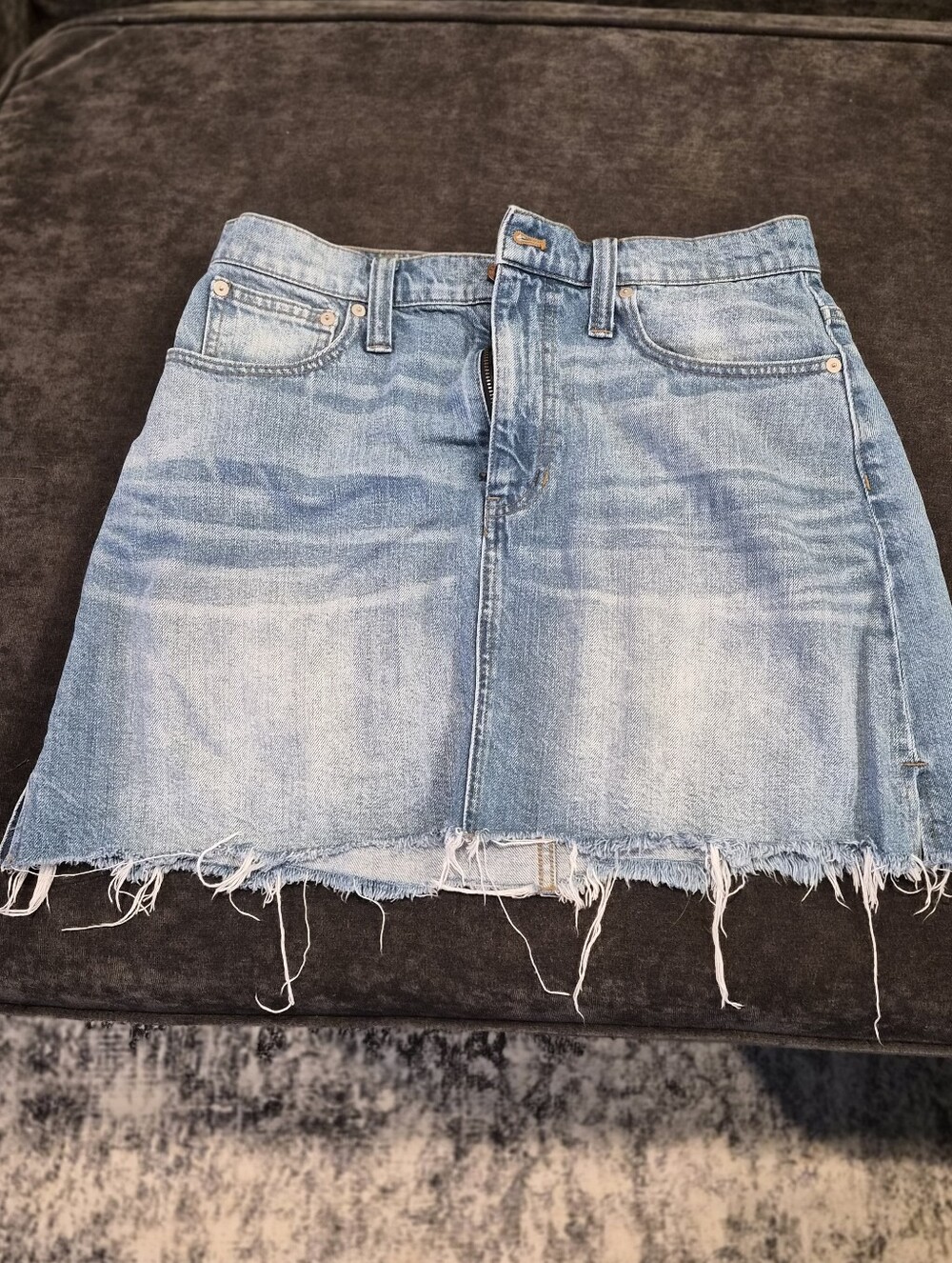 Madewell Light Blue Denim Mini Skirt with Raw Hem